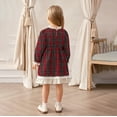 thumbnail image 4 of LIIPEE Girls Dresses Lace Trim Ruffles Long Sleeve A-Line Plaid Sundress Girl Leisure Birthday Wedding Weekend Dress,Red,4Y, 4 of 6