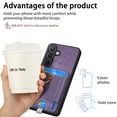 thumbnail image 5 of Allytech for Samsung Galaxy S24 Plus 2 in 1 Detachable Wallet Case, Retro PU Leather Ring Kickstand Card Slots Case for Women Men, Strong Magnetic Shockproof Anti-Scratch Slim Case - Purple, 5 of 11