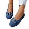 thumbnail image 4 of HTHLVMD Women's Rhinestone Bow Flat Shoes, Slip On Flat Shoes, Women's Round Toe Ballet Shoes Flats Comfortable Ballerina Shoes Slip On Work Flats for Walking, Driving, Dressy, Blue 7.5, 4 of 6