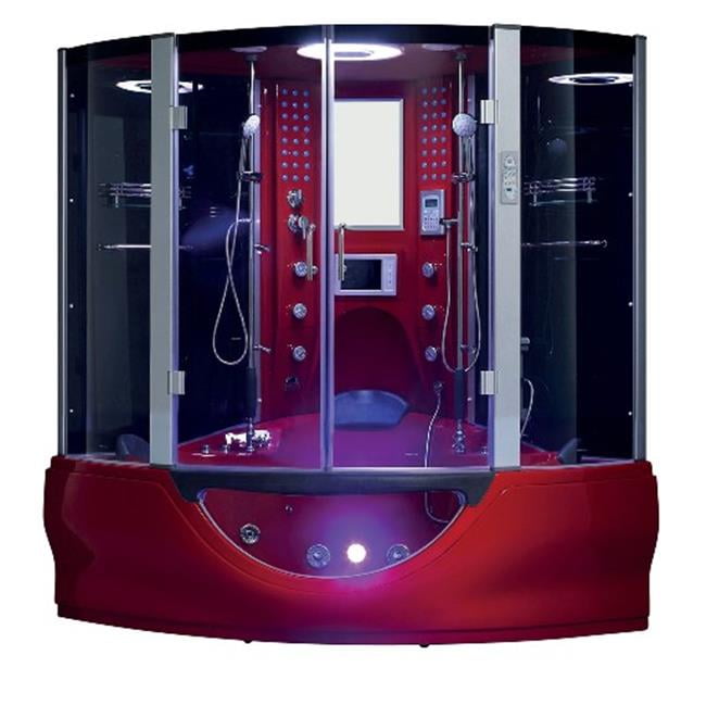 Mayabath 104 Valencia Computerized Steam Shower Massage Bathtub, Red