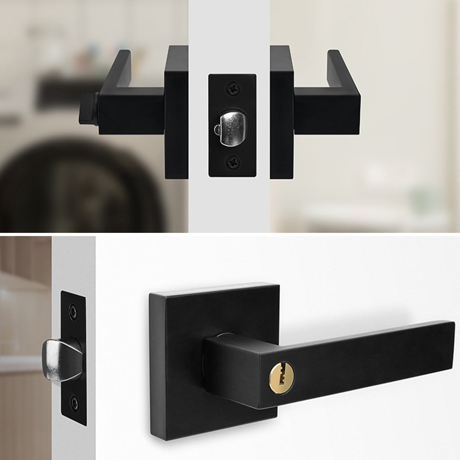 Square Privacy Door Levers Keyless Door Lock Closet Door Interior Heavy Duty Door Knobs Interior Passages Door Knobs