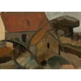 thumbnail image 2 of Tadeusz Makowski 14x11 Black Ornate Wood Framed Double Matted Museum Art Print Titled: Small House with a Red Roof (1911), 2 of 5