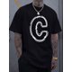 thumbnail image 1 of Men'S Cotton Crew Neck T-Shirt, 100% Cotton, Regular Fit, Short Sleeve, Knit Fabric, with Geometric C Letter Print, for Daily & Casual Wear, All-Season Pullover Tee For Adult, Men, Women, Teen, Teena, 1 of 4