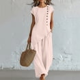 thumbnail image 2 of GUACER 2-Piece Sets for Women Buttoned Asymmetrical Top and Wide-Leg Pants Set Summer Casual Clothes, 2 of 6