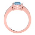 thumbnail image 3 of Mauli Jewels Rings for Women 3.20 Carat Diamond and Emerald Shaped Aqumarine prong 10K Rose Gold, 3 of 6