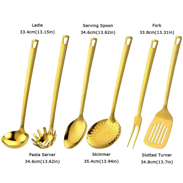 Marco Almond 7-Piece Gold Stainless Steel Cooking Utensil Set