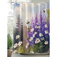 thumbnail image 2 of Purple Spring Floral Stall Shower Curtain, Waterproof Shower Curtains for Bathroom, Watercolor Lavender Bee Daisy Botanical Washable Fabric Cloth Bath Curtain for Bathtub with Hooks 36x72 Inches, 2 of 6