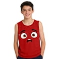 thumbnail image 4 of ITSAME Kids Boys Tank Tops, Round Neck Active Fit Funny Face Print Summer Stylish Casual Sleeveless Shirt Red 6T, 4 of 6
