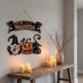 thumbnail image 2 of Halloween Welcome Door Hanger Sign, Wooden Gnome Pumpkin Crow Wreath with Jute Rope, Fall Front Door Porch Wall Decor for Entryway Party Home, 2 of 3