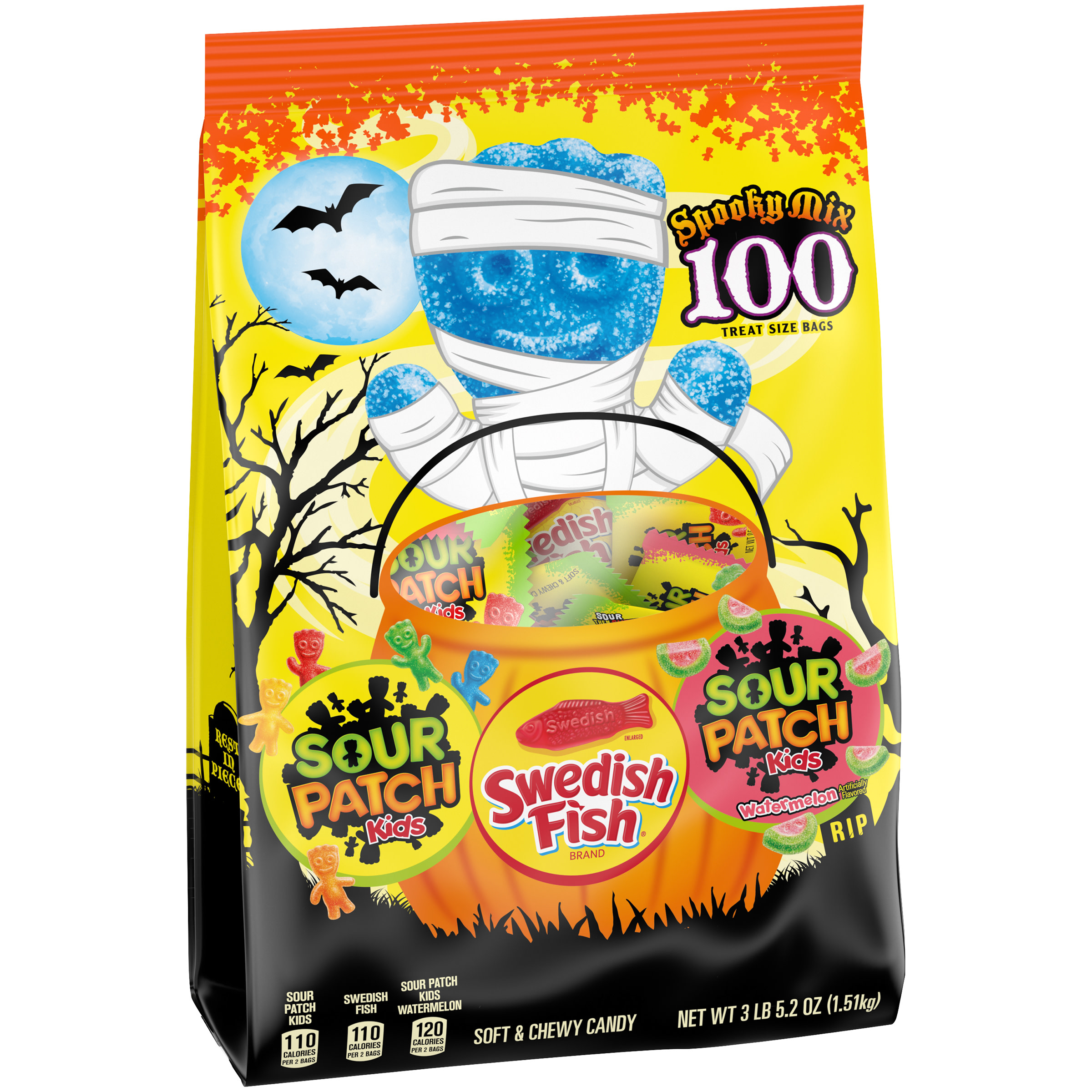 SOUR PATCH KIDS Candy (Original and Watermelon) and SWEDISH FISH Candy Halloween Candy Variety Pack, 1 - 100 Trick or Treat Snack Packs - image 2 of 20