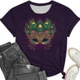 thumbnail image 4 of Erwazi Mardi Gras T-Shirt for Women Graphic Printed Short Sleeve Crew Neck Carnival Party Shirt Top, 4 of 6
