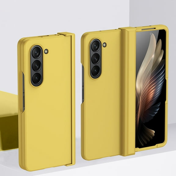 Dteck for Samsung Galaxy Z Fold 7 5G Case, Shockproof Hinge Protection Drop Protection Mobile Phone Case Stylish PC Ultra Thin Shell for Men and Women, Yellow