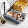 thumbnail image 2 of Bunny Bed for Rabbit Cage - Thickened Soft Prevent Sore Hocks Plush Mat with Cotton Lounger Pillows, Small Animal Flop Mat for Hutch Sleeping Indoor, Gray, 2 of 4