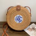 thumbnail image 3 of Bolso bandolera de playa de verano, bolso redondo de mimbre para mujer a la moda para vacaciones (marrón) Tmvgtek Para Estrenar, 3 of 8