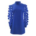 thumbnail image 4 of WILLBEST Robe Courte Jaune Femme Décontractée Robe Unie Mesg Manches Longues Col Roulé Robe Pull Mode Ample, 4 of 4
