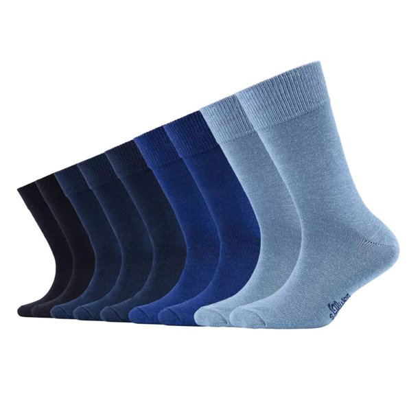 s. Oliver Calcetines para Niños de, Paquete de 9 - Calcetines cortos, lisos Azul 31-34