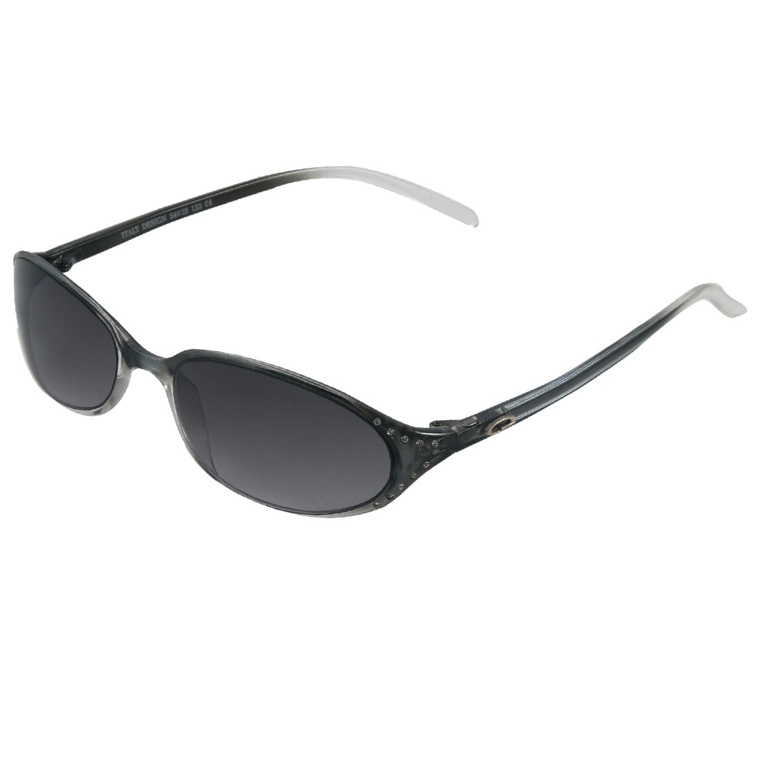 Ladies Gray Plastic Rhinestone Decor Full Rim Oval Lens Sunglasses