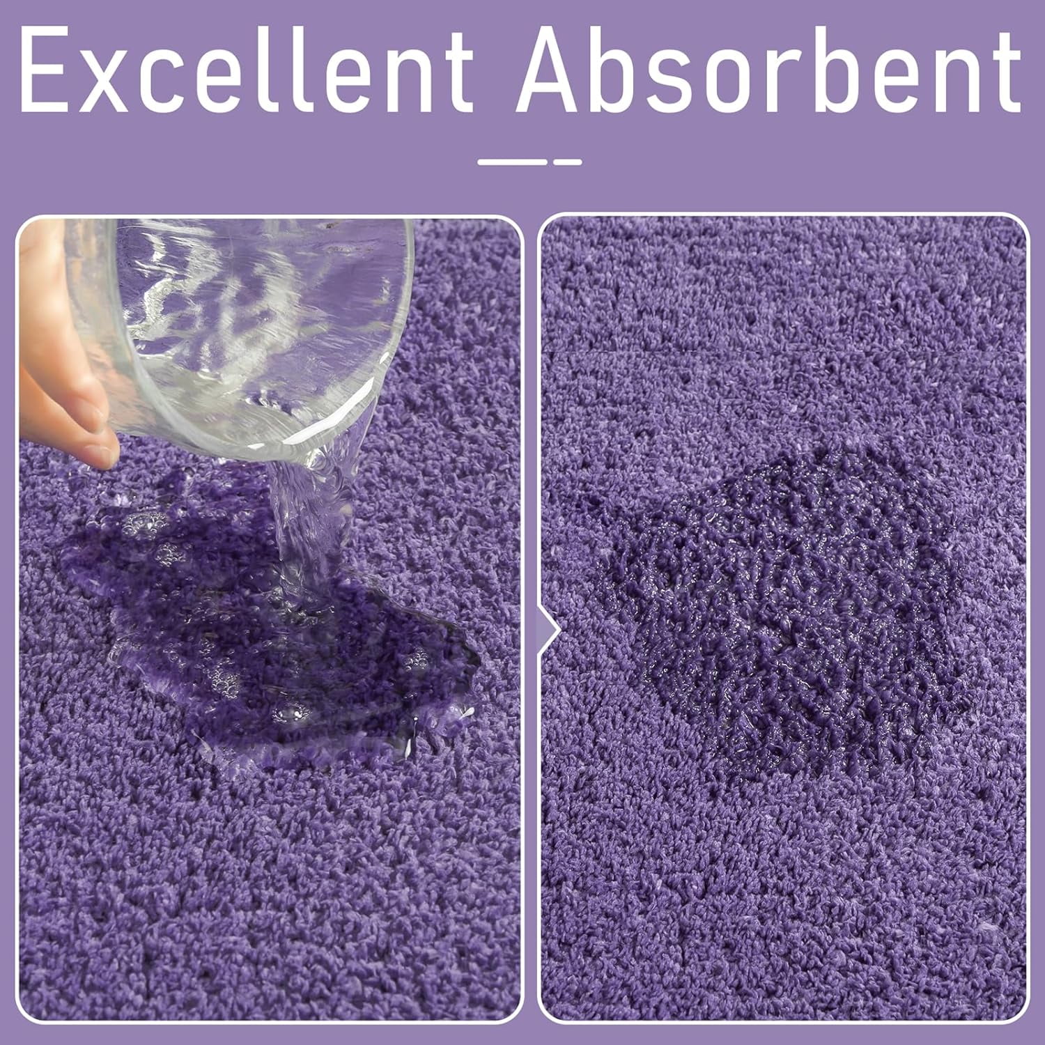 Bathroom Rug 24 x 60 Inches Non Slip Washable Soft Thick Absorbent Shaggy Plush Runner Mat Purple