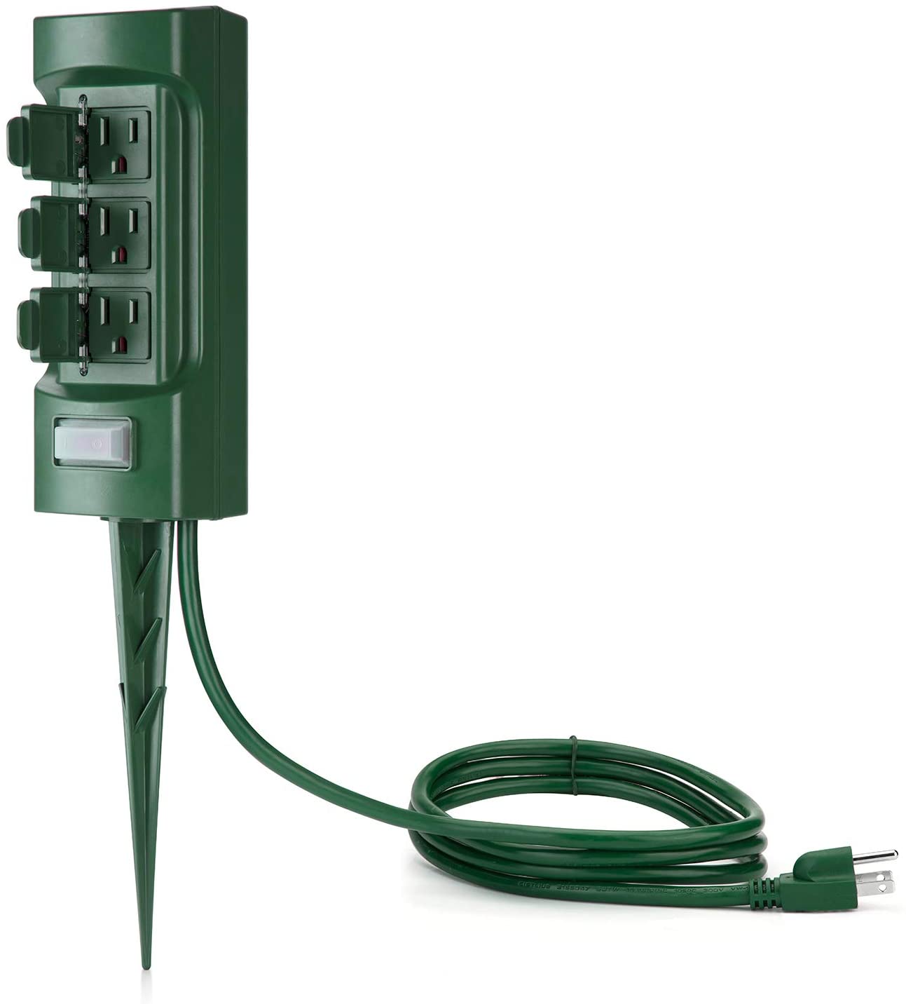 BESTTEN 15A Outdoor Power Stake with 3 Grounded Outlets and 6 Foot Cord