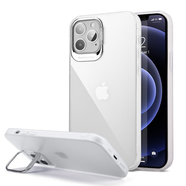 Frosted Matte Transparent Case With Camera Lens Bracket Kickstand For Iphone 12 Pro Max Clear Walmart Com