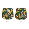 thumbnail image 3 of Balery Banana And Avocado Pantalones cortos deportivos para mujer con forro y dos bolsillos, elásticos, para entrenamiento, gimnasio, yoga-Small, 3 of 7