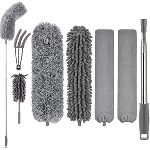 Happylost Microfiber Duster 7-Piece Kit with 100" Pole