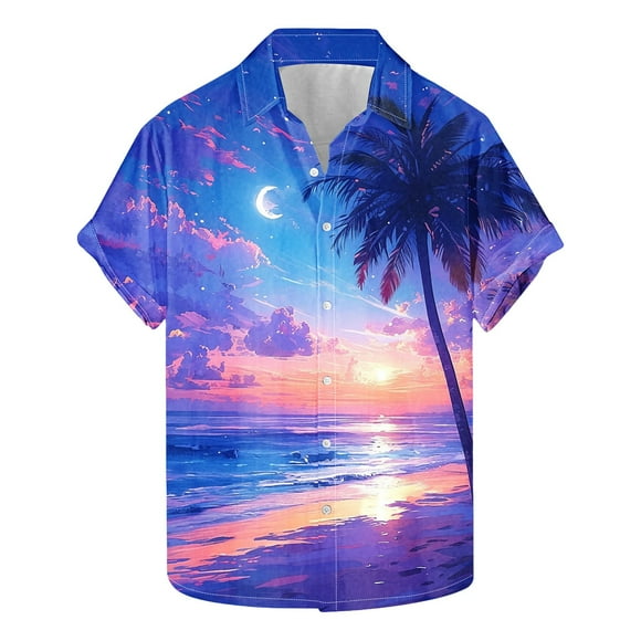 Txeol Mens Hawaiian Shirt Short Sleeves Printed Casual Button Down Funky Summer Tropical Holiday Beach Male Shirts Holiday Sales,Multicolor,XXXXL
