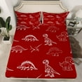 thumbnail image 2 of jejeloiu Cute Dinosaur Dino Full Size Sheets,Cartoon Animal Bed Sheets,Red White Sheet Sets For Boys,Ultra Soft Home Decor,4pcs, 2 of 7