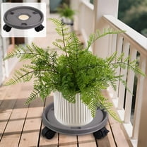 Lunxisen 4 Pcs Planter Pot Mover, Plant Pot Pallet Dolly Caster with Universal Wheels, Round Movable Planter Dolly Trolley Tray Pallet Outdoor Indoor Tree Flower Stand Planter