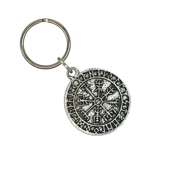 Vegvísir Runes Viking Compass Keychain, G114KC, 1 1/2 inch, Norse, Pewter, Key Fob, Key Ring, Keys, Zipper Pull, Luggage Tag, Backpack, Over 300 Keychain Designs, Handmade in the USA