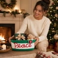 thumbnail image 7 of Christmas Basket for Gifts Empty to Fill - Cotton Rope Storage Basket with Handle, 11" × 5" Embroidered Peace Storage Bin, for Gifts Wrapping & Holiday Xmas Home Decor, 7 of 7