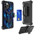 thumbnail image 3 of DALUX Card Holster Kickstand Holster Hybrid Phone Case Cover Compatible with Iphone 15 Pro - 6.1 inch (2023) - Blue Camo Badge, 3 of 3