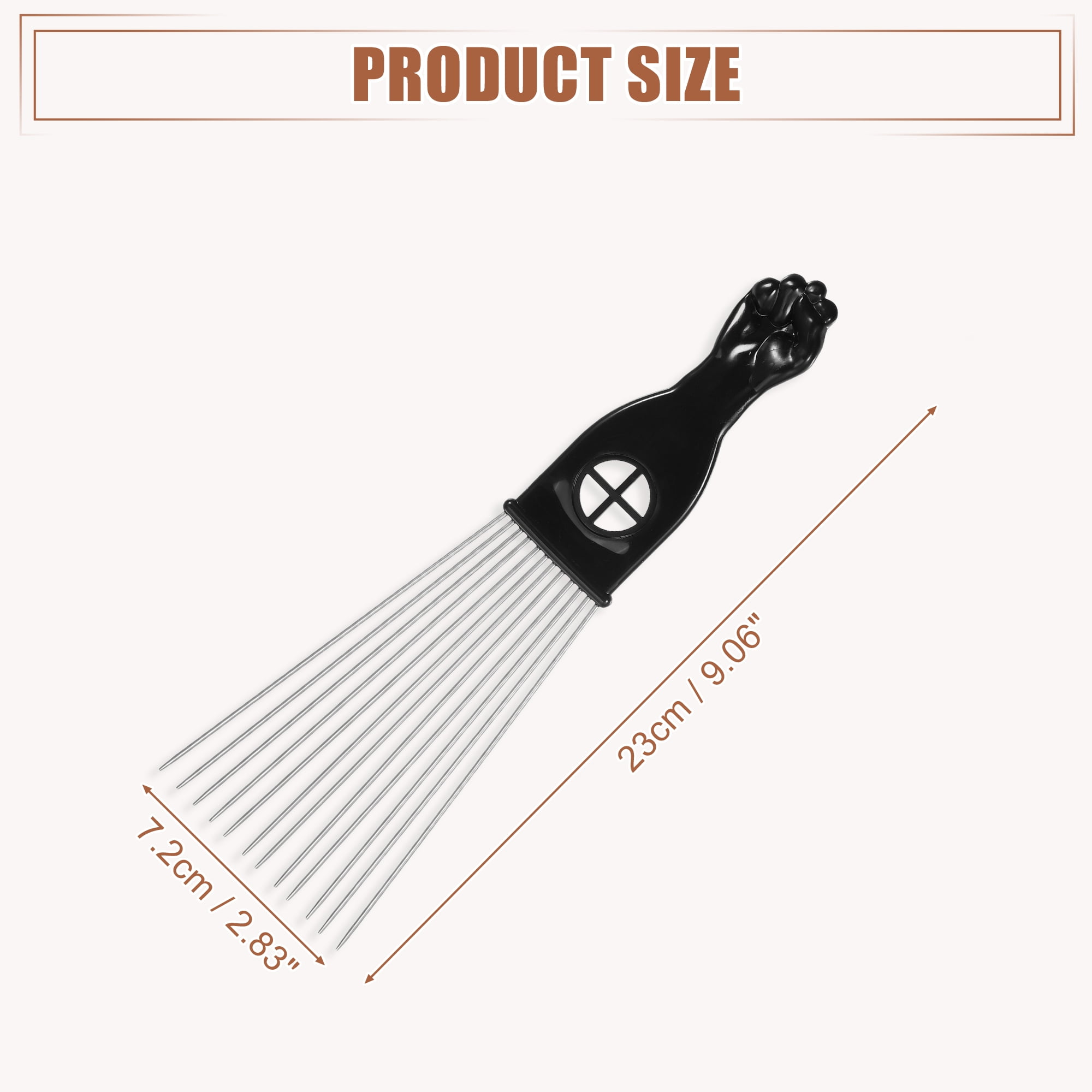 Unique Bargains 2pcs Metal Hair Pick Afro Comb for Women Men Black Silver Tone