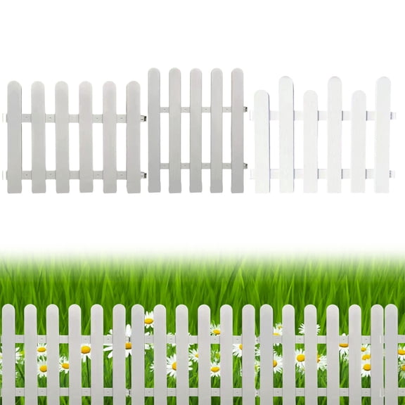 Garden Fence Lawn Edging - White Plastic Border, Decorative Flowerbed Design, Easy Llation Yard Barrier, Weather-resistant Landscape Trim, Topliu