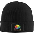 thumbnail image 2 of in A World Where You Can Be Anything Be Kind LGBT Beanie Hat Men Winter Warm Hat Women Knit Slouchy Skull Cap Black, 2 of 8