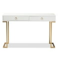 thumbnail image 4 of Baxton Studio Beagan Modern and Contemporary White Finished Wood and Gold Metal 2-Drawer Console Table, 4 of 10