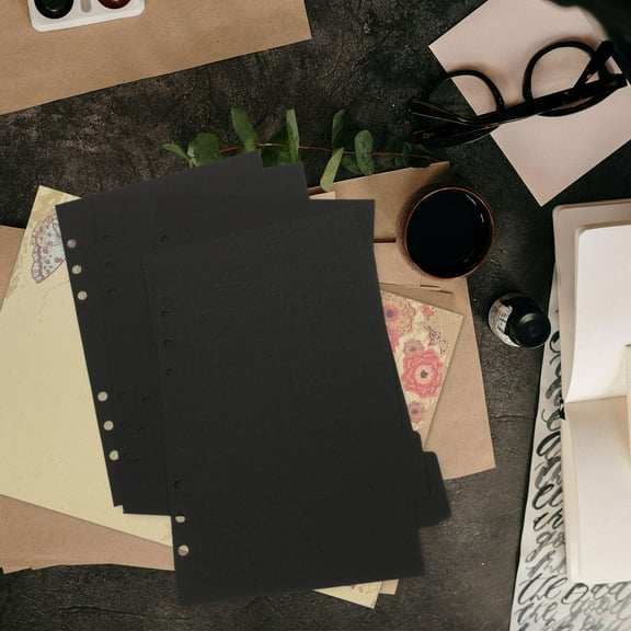 WHAMVOX  15 Pcs Divider Tabs Paper Organizer Binder Subject Dividers A5 Nurse Office Black