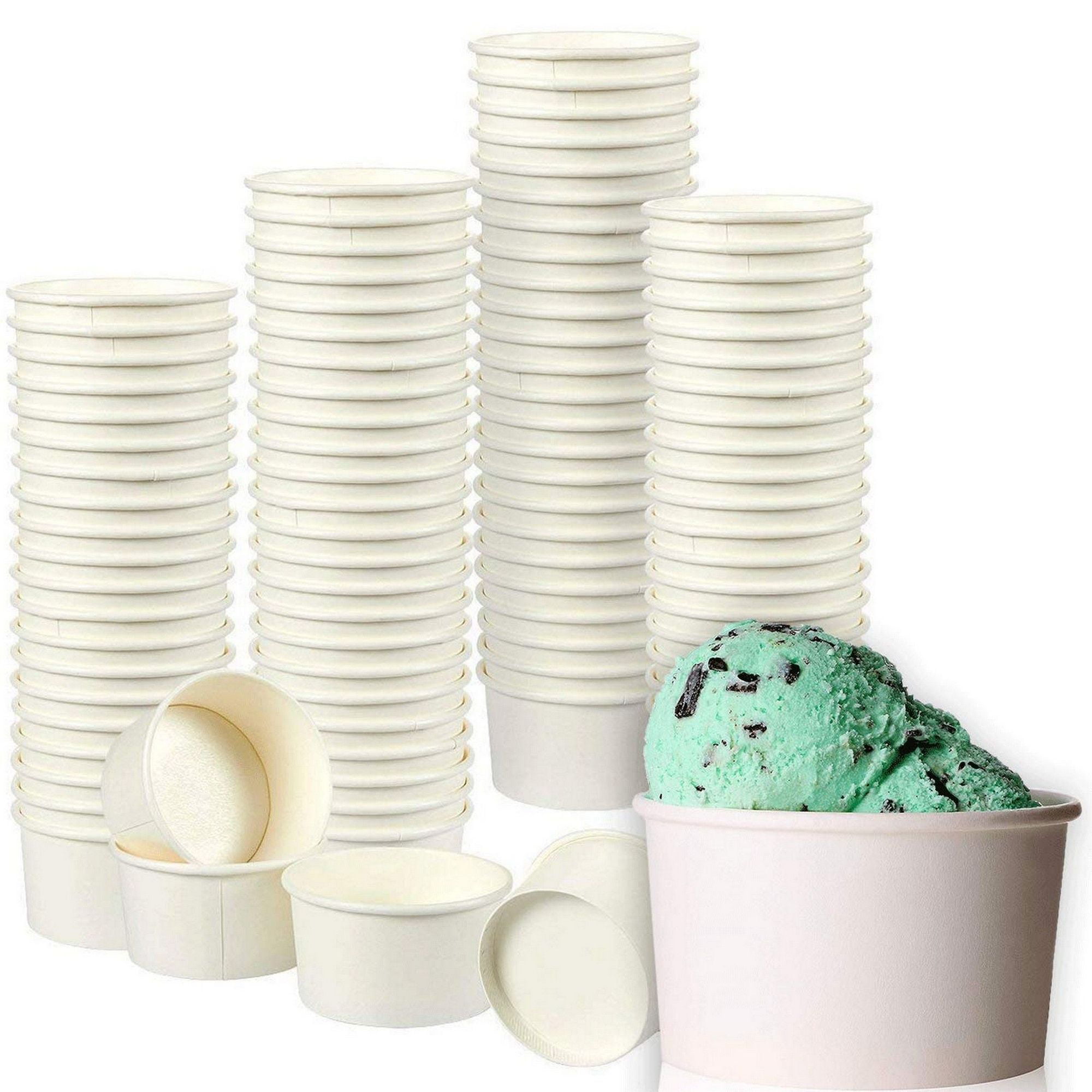 200 Pcs Disposable Ice Cream Cups, 8 oz. Paper Bowls for