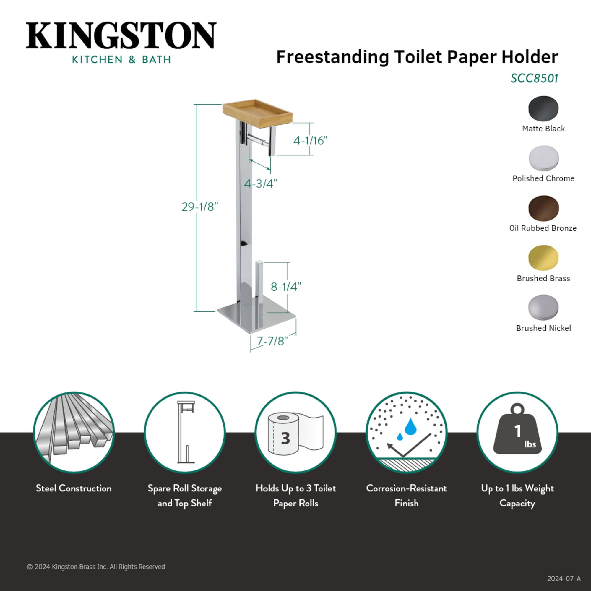 Kingston Brass SCC8505 Freestanding Toilet Paper Holder with Storage Shelf in Oil Rubbed Bronze