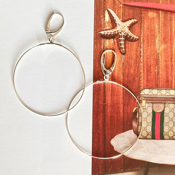 Sterling Silver Lever-Back Dangle Hoop Earrings