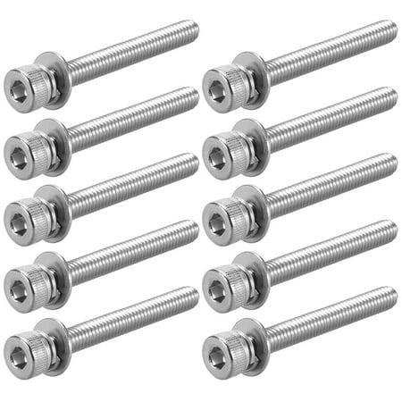

M4x40mm Stainless Steel Hex Socket Head Cap Screws Bolts Combine with Spring Washer and Plain Washers 10pcs