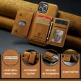 thumbnail image 2 of 2 in 1 Wallet Case for iPhone 16 Pro for Women Men, Detachable Cards Holder Magnetic Back Cover Stand Feature Shockproof Premium PU Leather Phone Cover for iPhone 16 Pro, Brown, 2 of 11