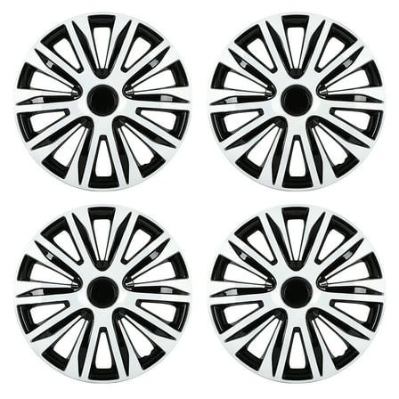 SCITOO 4PCs 17 Inch Hubcaps Black & White Wheel Cover Replacement with ABS Material