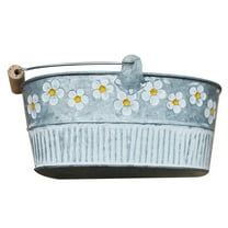 SEWCHICS Vintage Flower Bucket Metal Tin Planter Rustic Decorative Flower Pot for Indoor Outdoor Garden