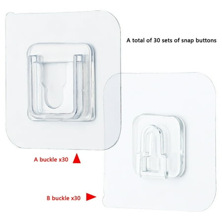 

30Pcs Double-Sided Adhesive Wall Hooks Hanger Strong Transparent Hooks Suction Cup Sucker Wall Storage Holder For Kitchen Bathroo