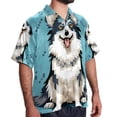 thumbnail image 2 of Pixel Dog Men's Short Sleeve Printed Poplin Beach Shirts with Spread Collar - Casual Button Down Summer Tops for Unisex, 2 of 6