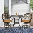 thumbnail image 2 of MEETWARM Patio Height Bar Table, 35.4" Bar Height Bistro Table, Outdoor Cast Aluminum Bistro Square High Top Dining Table with 2.2" Umbrella Hole for Garden Deck Backyard, Dark Bronze, 2 of 7