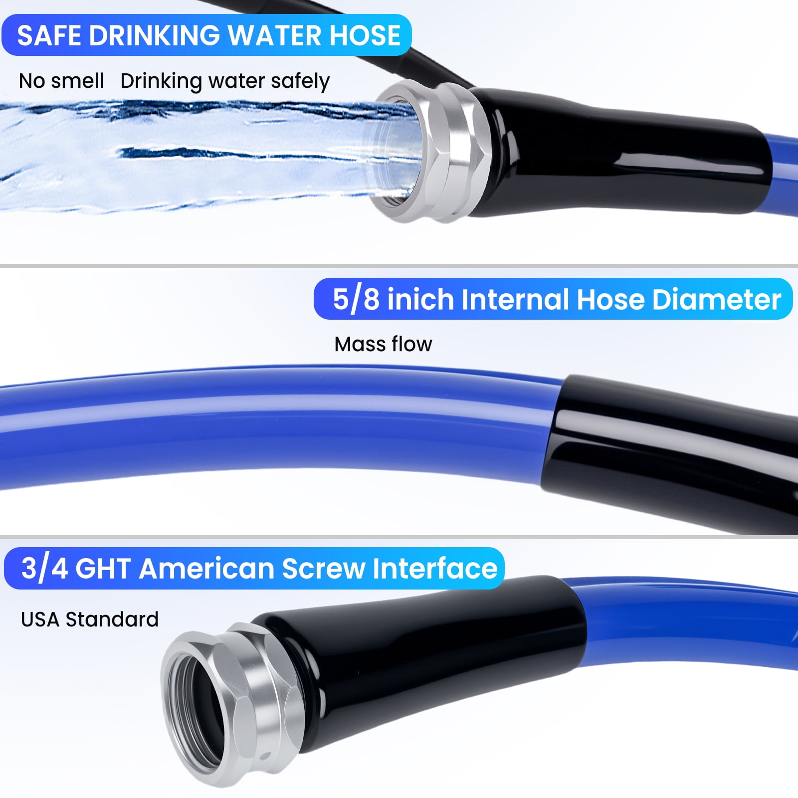 15FT Heated Water Hose for RV - Freeze Protection Down to -45°F, Food-Grade Safe Material, Smart Temperature Control, Ideal for RV, Camping, and Home