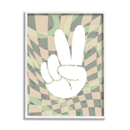 Stupell Industries Patterned Peace Symbol Abstract Painting White Framed Art Print Wall Art, 11 x 14