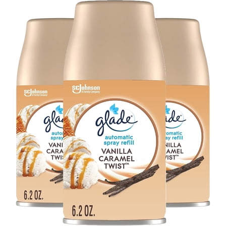 Glade Automatic Spray Refill, Air Freshener for Home and Bathroom, Vanilla Caramel Twist, 6.2 Oz, 3 Count